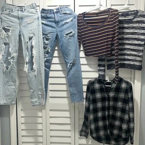 XS bundle American Eagle jeans Aeropostale jeans Shein top SO top gift bundle